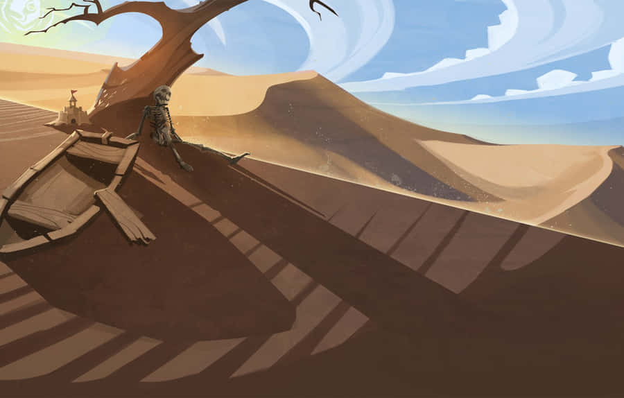 Deserted Skeletonand Shipwreck Wallpaper