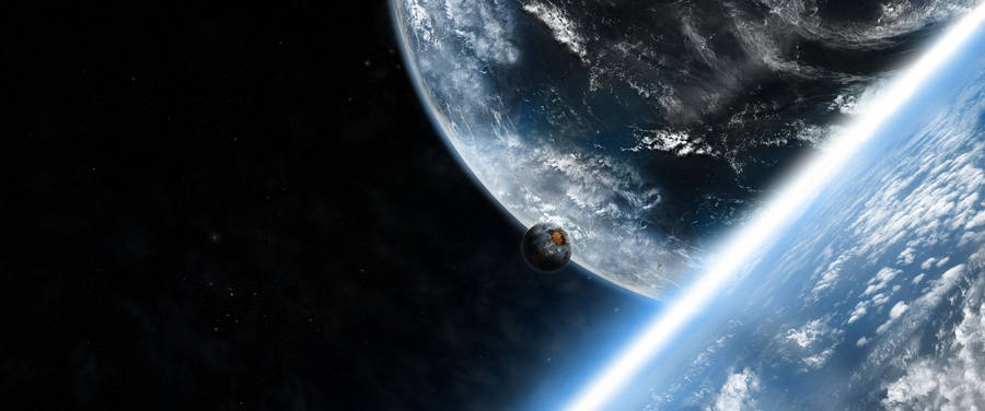 Destroyed Planet Near Earth Wallpaper