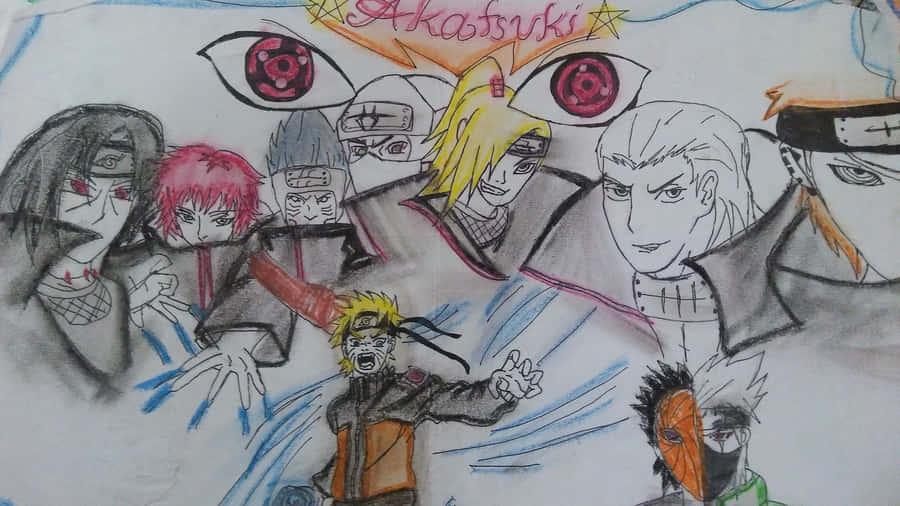 Detailed Illustration Of Akatsuki Drawing Wallpaper