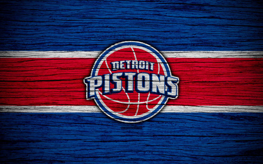 Detroit Pistons Red Blue Wood Texture Wallpaper
