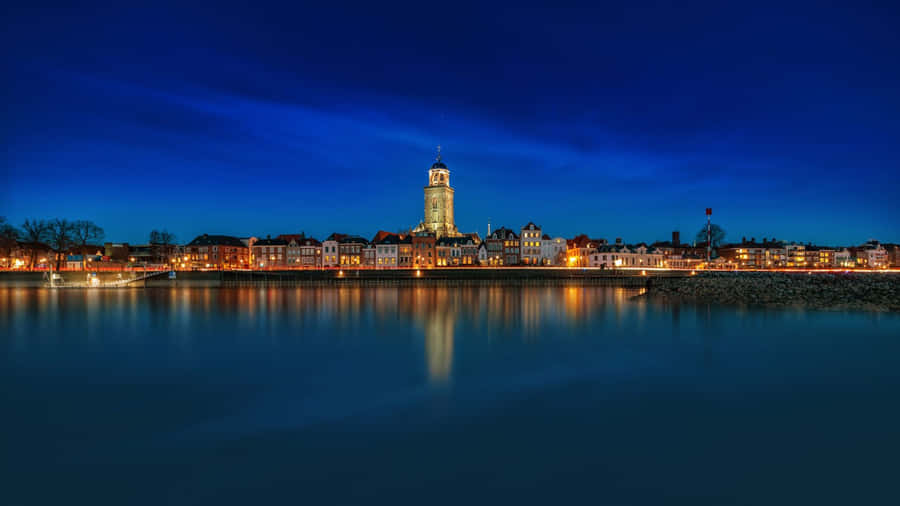 Deventer Skylineat Twilight Wallpaper