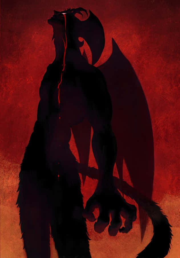 Devilman Silhouette Red Background Wallpaper