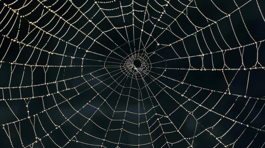 Dewy Spider Web Morning Wallpaper