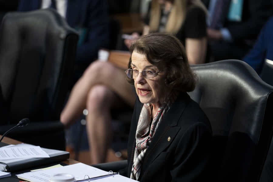 Dianne Feinstein Talking To Microphone Wallpaper