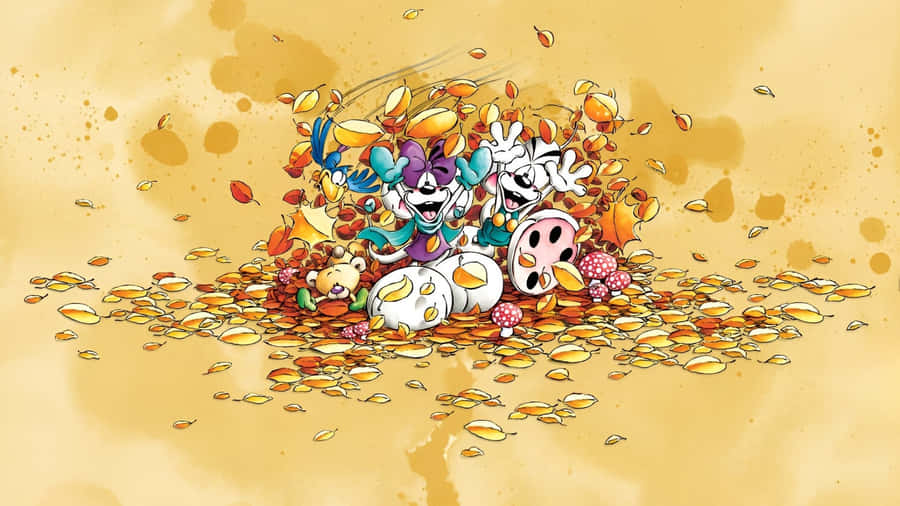Diddl And Friends Autumn Scene Wallpaper