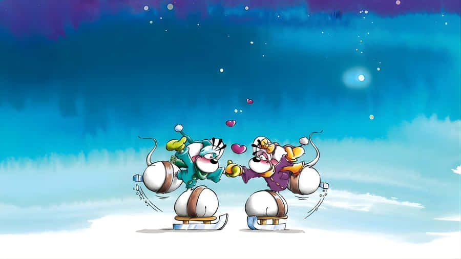 Diddl Ice Skating Adventure Wallpaper