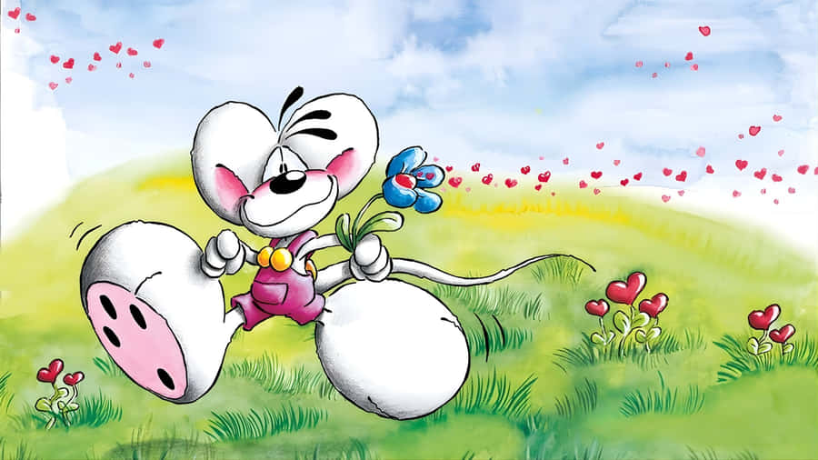 Diddl Mouse With Flower Wallpaper