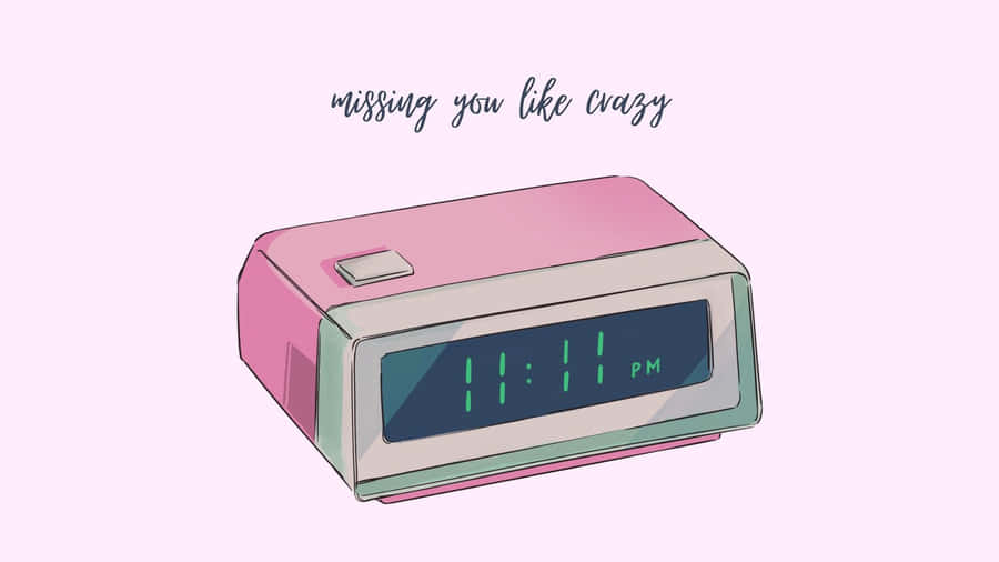 Digital Clock Desktop Pink Aesthetic Wallpaper