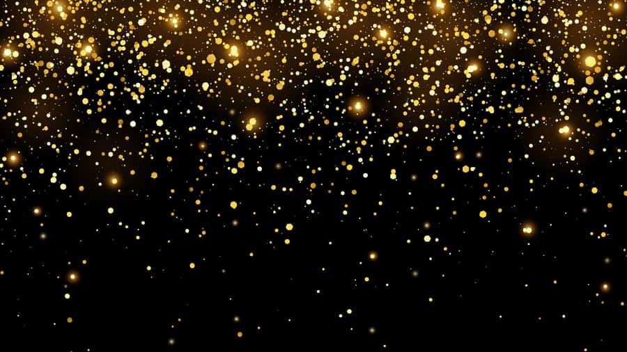 Digital Falling Black And Gold Glitter Wallpaper