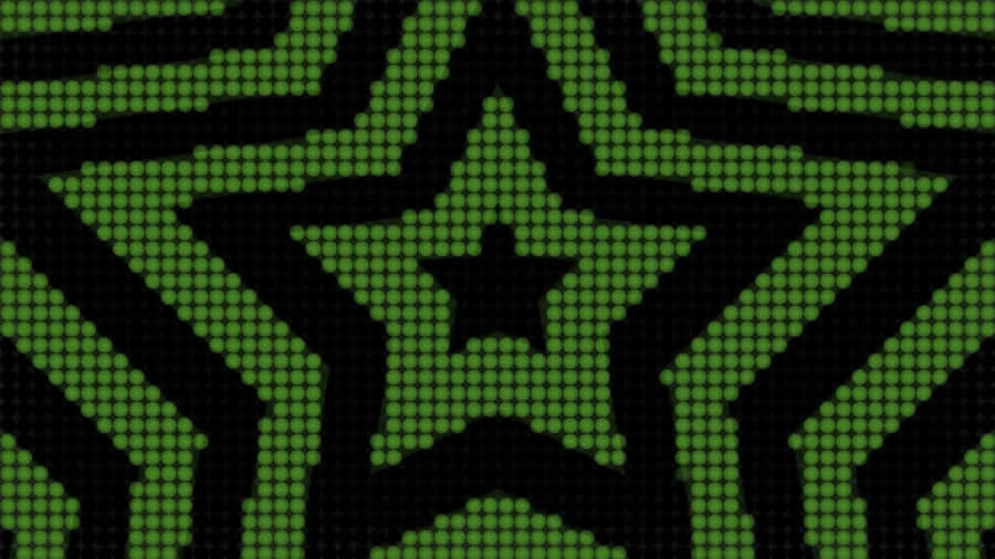 Digital Green Matrix Star Pattern Wallpaper