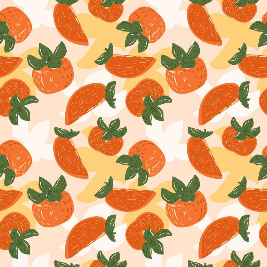 Digital Print Of Persimmon Fruit Wallpaper