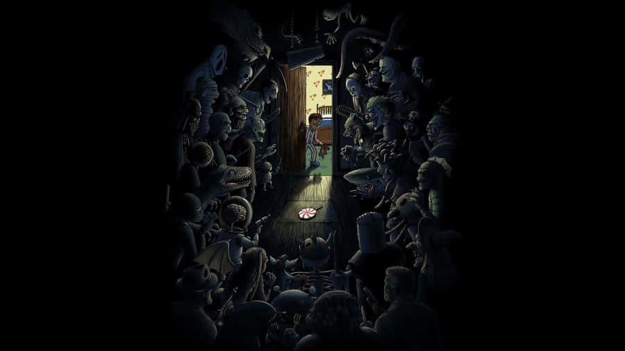 Dimly Lit Room Awaits Exploration Wallpaper