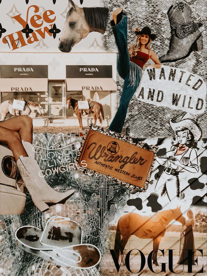 Disco Cowgirl Collage Aesthetic.jpg Wallpaper