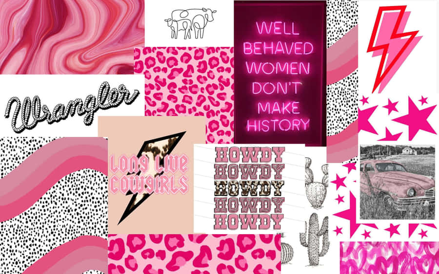 Disco Cowgirl Collage Aesthetic Wallpaper