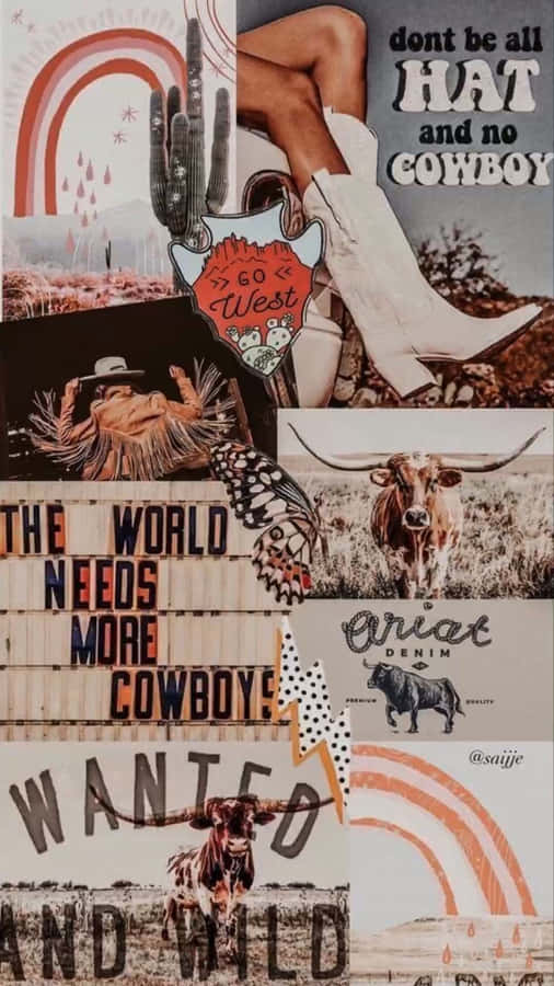 Disco Cowgirl Inspiration Collage Wallpaper