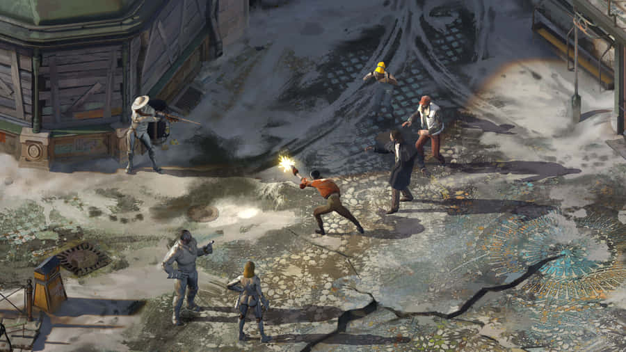 Disco Elysium Standoff Scene Wallpaper