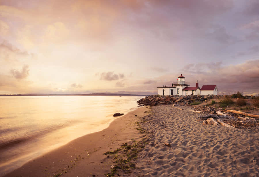 Discovery Park Lighthouse Seattle Sunset Wallpaper