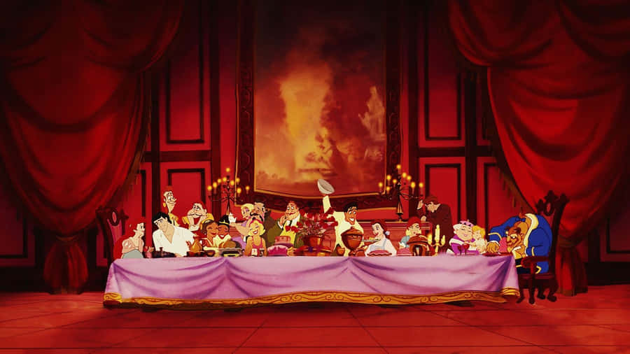Disney Characters Happy Thanksgiving Banquet Wallpaper