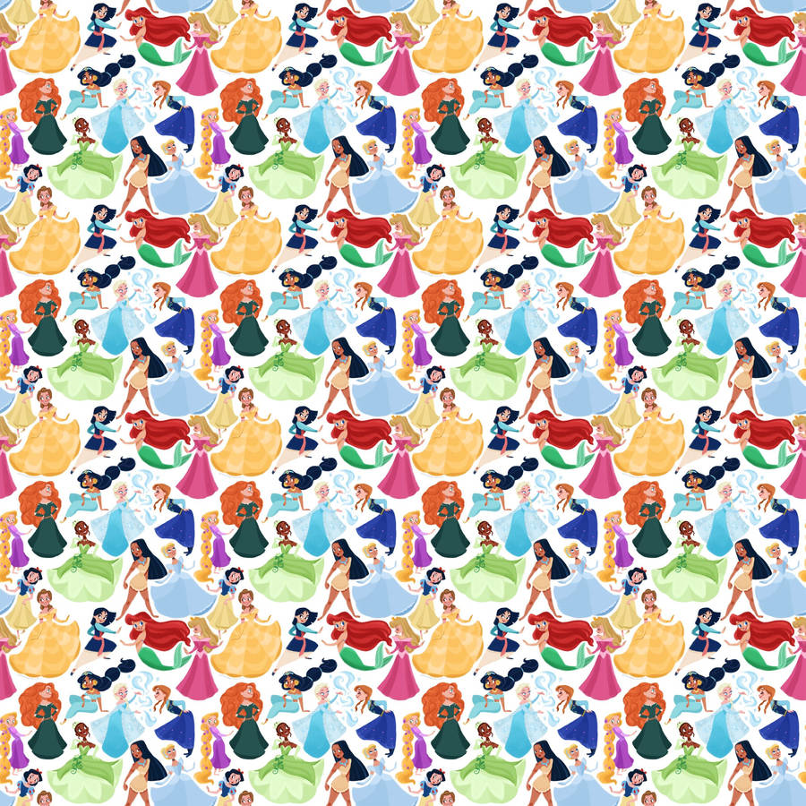 Disney Pattern With Princesses Wallpaper