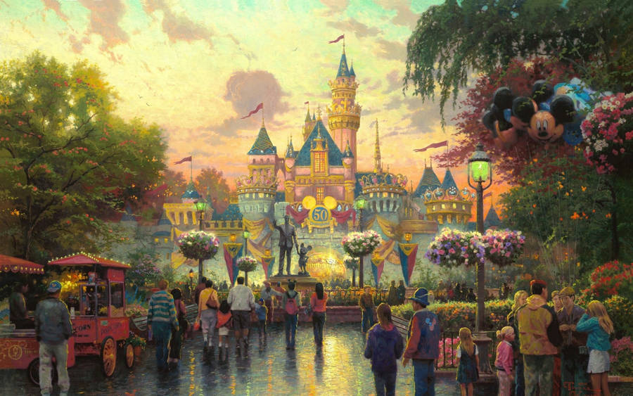 Disney Theme Park Painting Wallpaper
