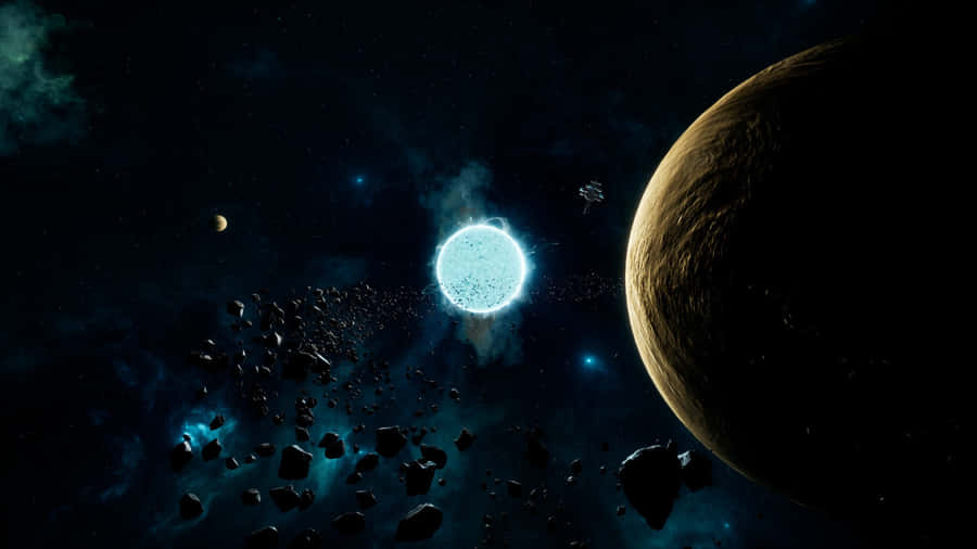 Distant Planet And Star Wallpaper