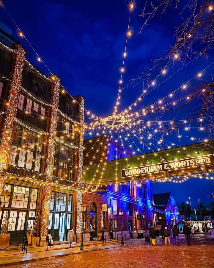 Distillery District Toronto Evening Lights Wallpaper