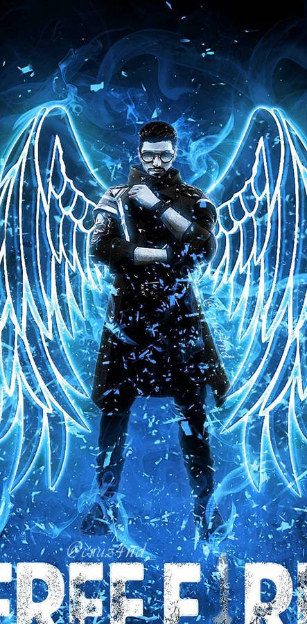 Dj Alok Free Fire Neon Blue Wings Wallpaper