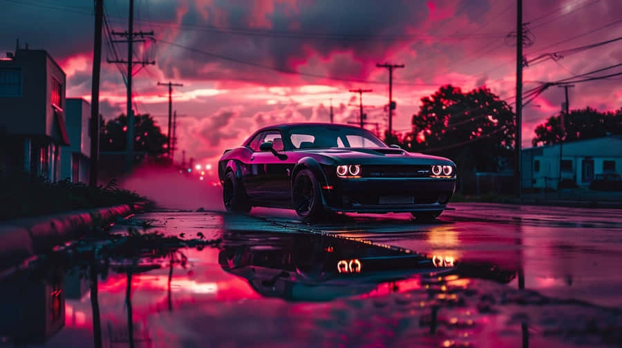 Dodge_ Charger_ Hellcat_ Sunset_ Glow Wallpaper