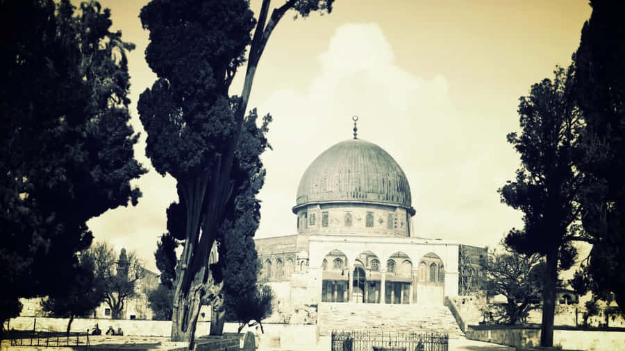 Domeofthe Rock Sepia Tone Wallpaper