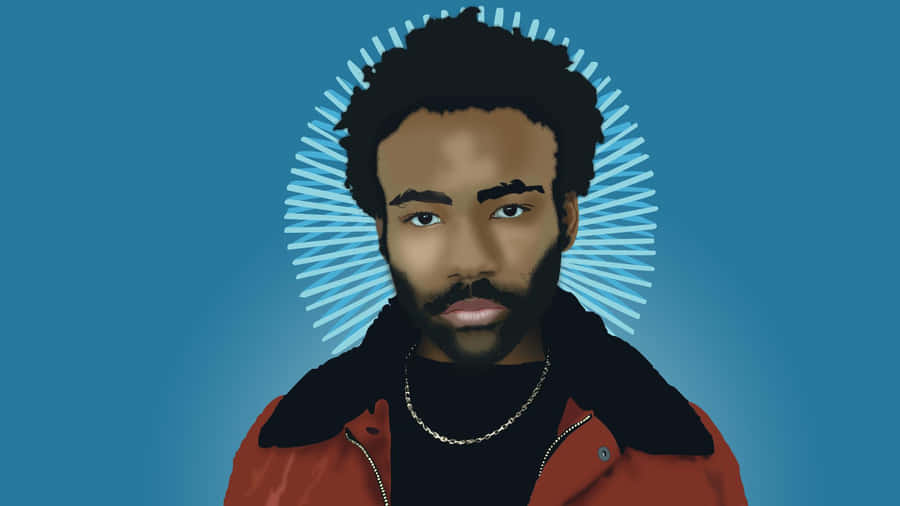Donald Glover Blue Background Artwork Wallpaper
