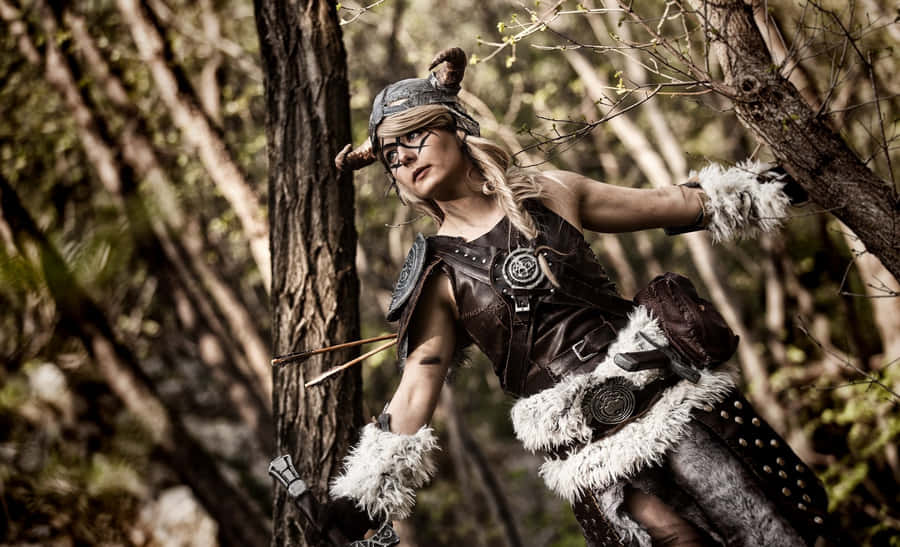 Dovahkiin Warrior In The Heart Of Battle Wallpaper