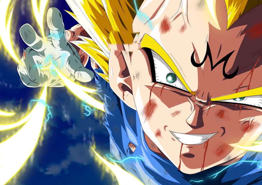 Dragon Ball Charging Up Majin Vegeta Smile Wallpaper