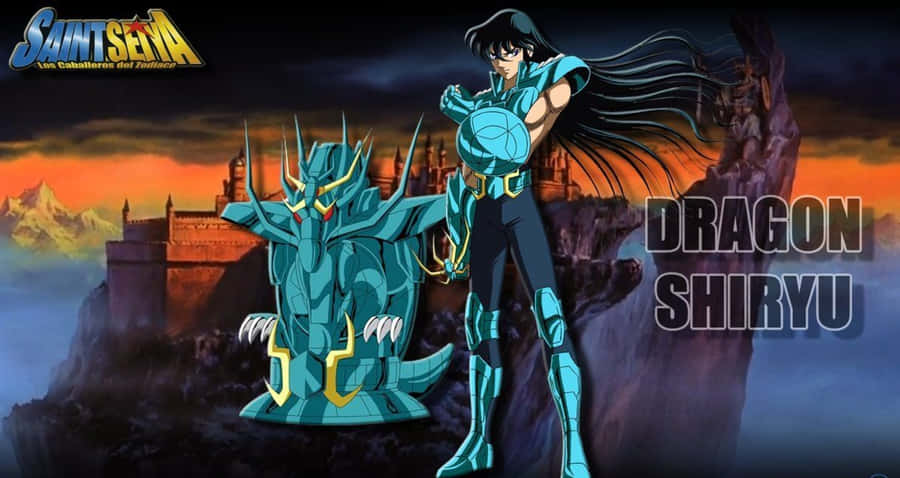 Dragon Shiryu Flexing His Dragon Fist In Intensity Wallpaper