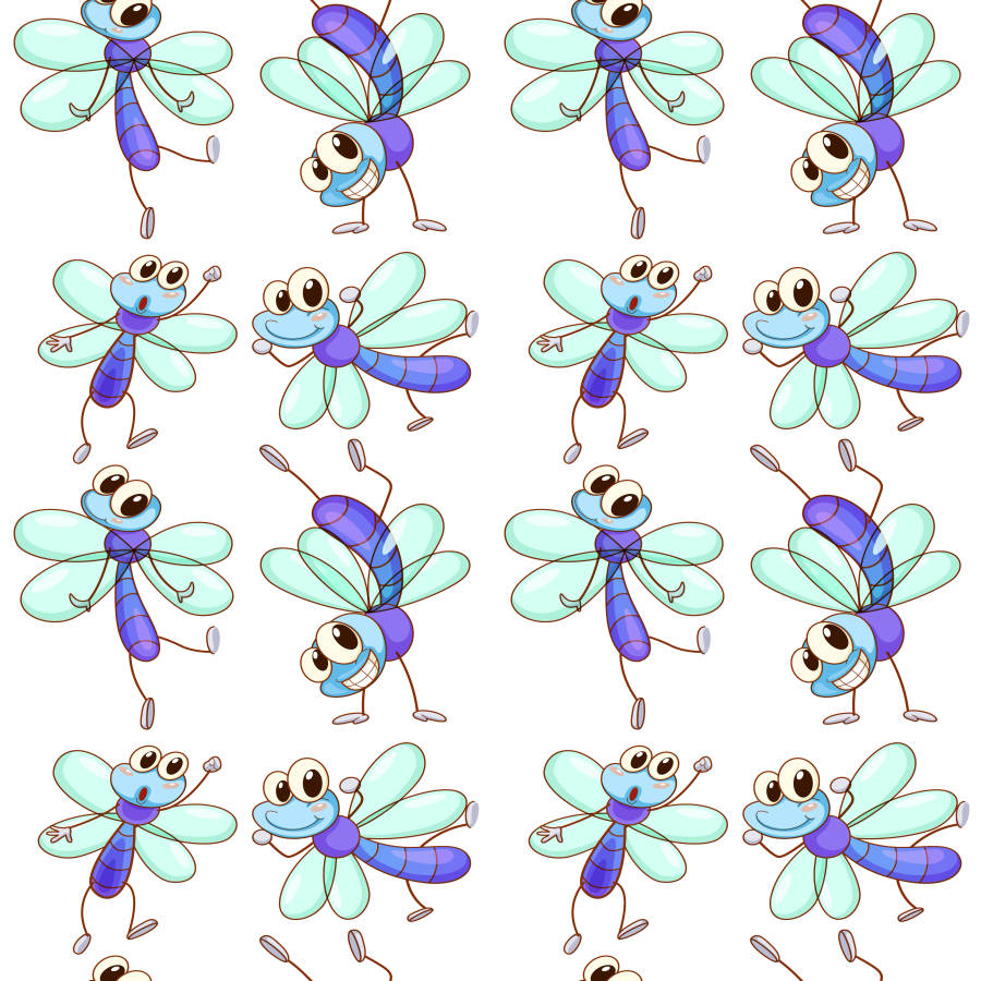 Dragonfly Cartoon Pattern Wallpaper