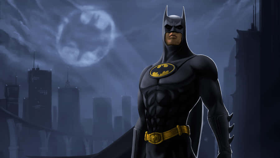 Dramatic Bat Signal Shines Bright In The Night Sky Wallpaper