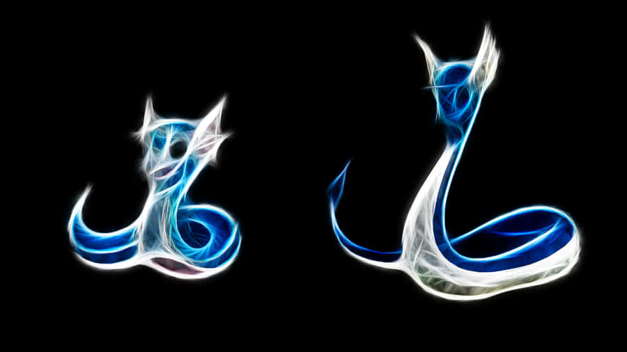 Dratini And Dragonair Neon Outline Wallpaper