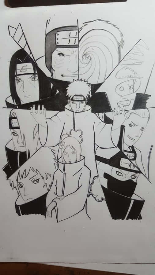 Drawing Of A Ninja Warrior From The Akatsuki Clan