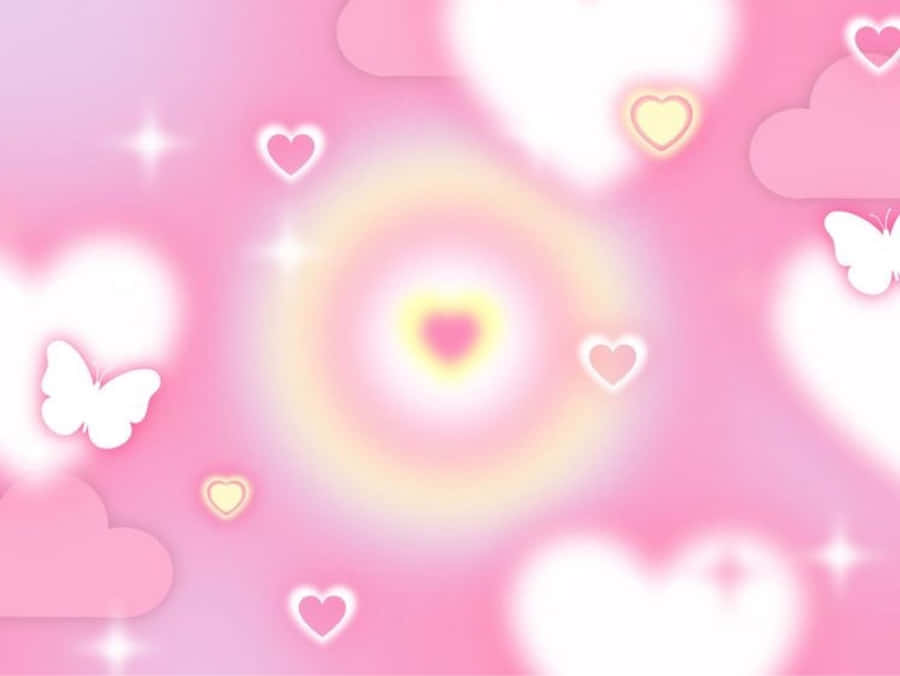 Dreamy Heartsand Butterflies Background Wallpaper