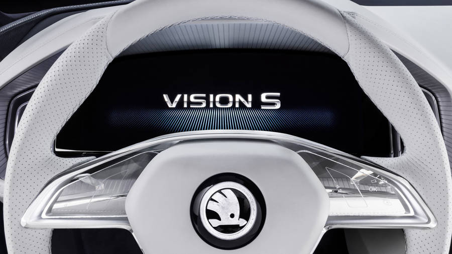 Drive In Style With The Skoda Vision S Logo Wallpaper