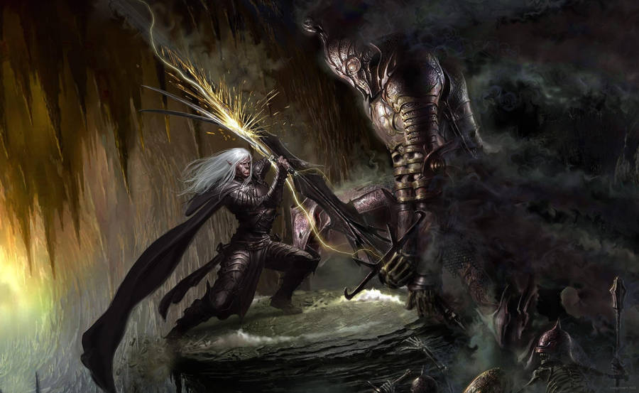 Drizzt Do'urden Battles With A Sword Wallpaper