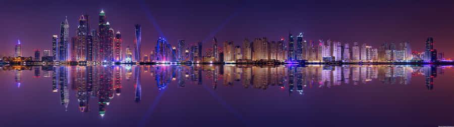 Dubai Marina Night Panorama Wallpaper