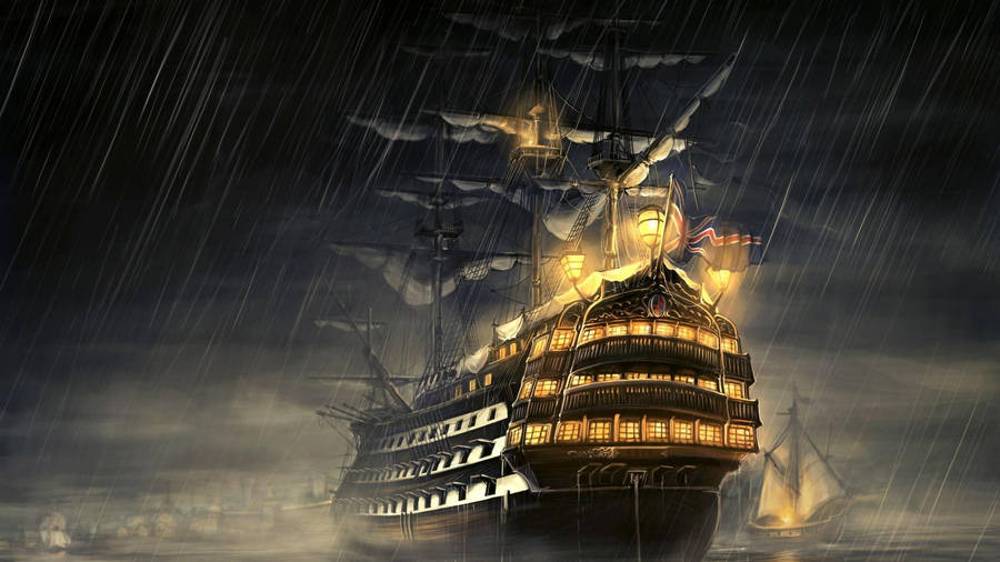 Dueling Pirate Ships On The High Seas Wallpaper