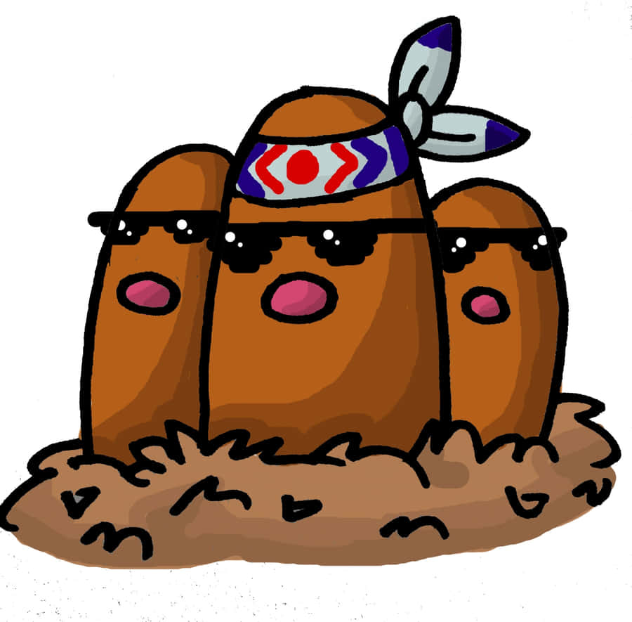 Dugtrio Wearing Black Shades Wallpaper