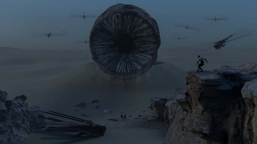Dune Sandwormand Ornithopters Wallpaper
