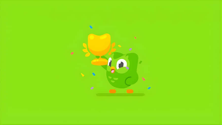 Duolingo Owl Celebrates Victory Wallpaper