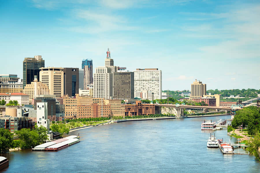 Dusk Skyline Of Saint Paul, United States Wallpaper