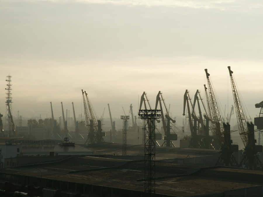 Dynamic Construction Scene At Industrious Works Wallpaper