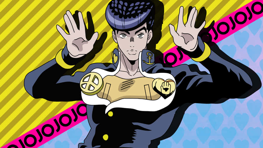 Dynamic Pose Of Josuke Higashikata From Jojo's Bizarre Adventure Wallpaper