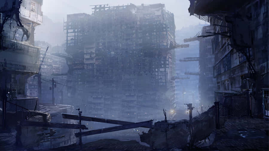 Dystopian Cityscape_ Urban Fantasy Art.jpg Wallpaper