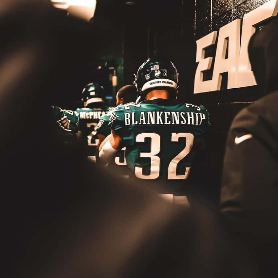 Eagles Player Blankenship32 Readyfor Game Wallpaper